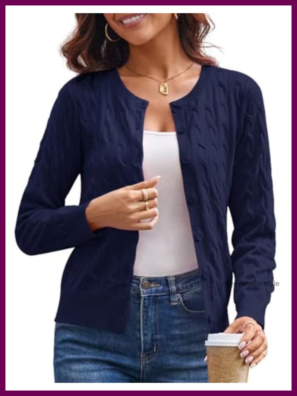 Cable Knit Button Up Cropped Cardigan Lightweight Fall Layer